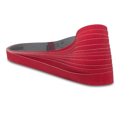 1 X 42 Inch Flexible Ceramic Sanding Belts, 12 Pack - Red Label Abrasives