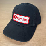 Sombrero de papá negro con parche de etiqueta roja
