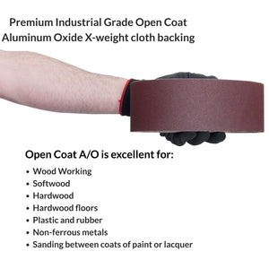 4 X 21 Inch Aluminum Oxide Multipurpose Sanding Belts, 9 Pack - Red Label Abrasives