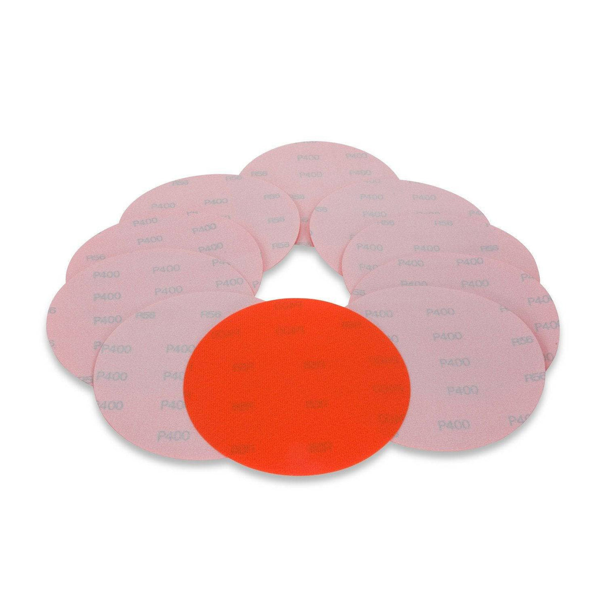 5 Inch Hook and Loop Orange Wet / Dry Auto Body Film Sanding Discs, 10 Pack - Red Label Abrasives