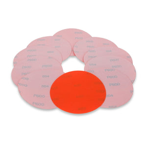 5 Inch Hook and Loop Orange Wet / Dry Auto Body Film Sanding Discs, 10 Pack - Red Label Abrasives