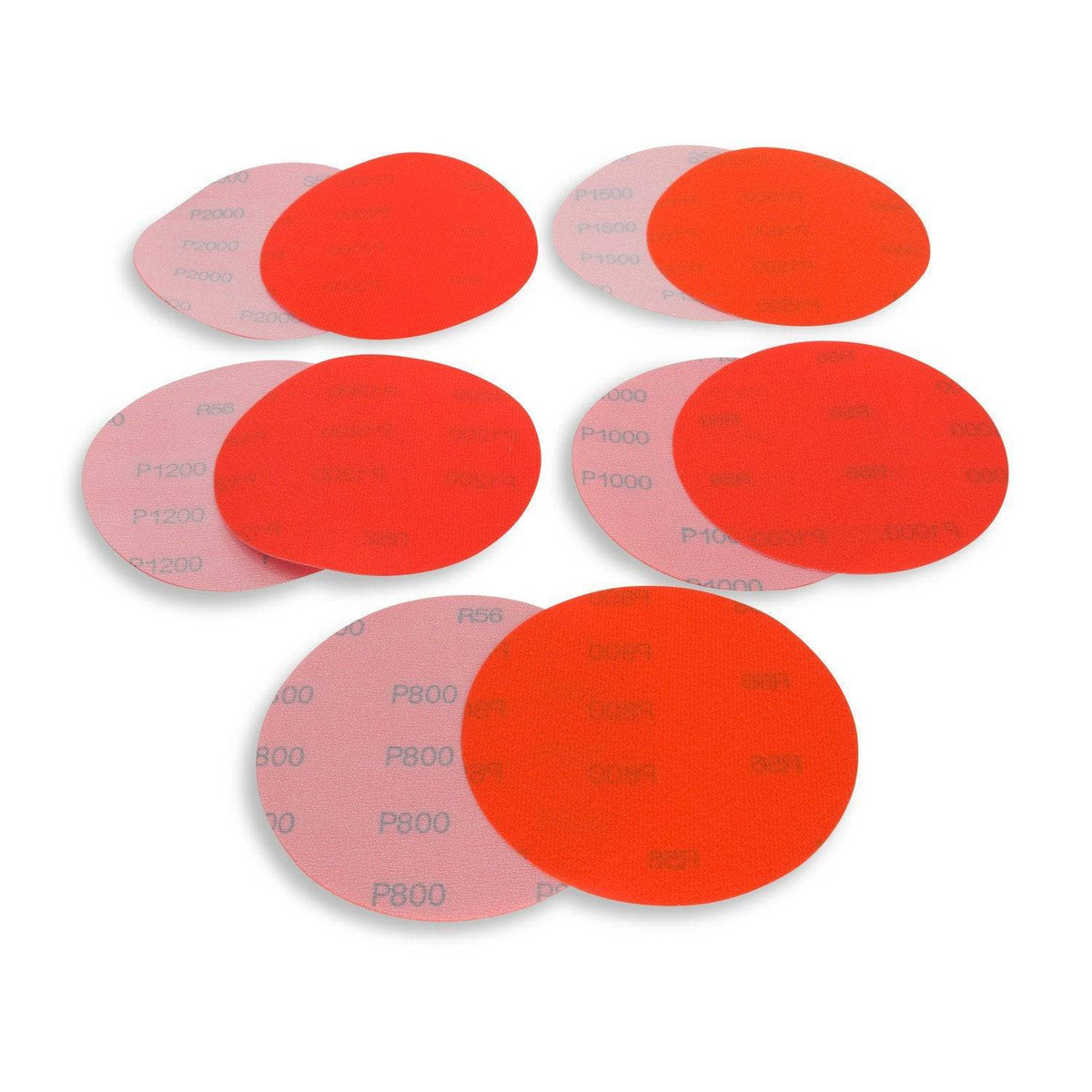 5 Inch Hook and Loop Orange Wet / Dry Auto Body Film Sanding Discs, 10 Pack - Red Label Abrasives