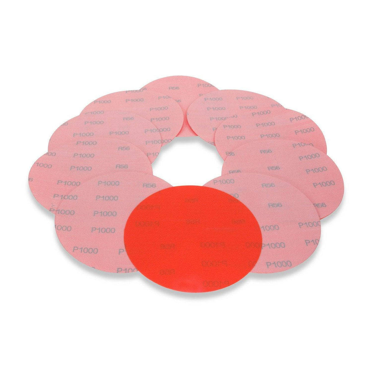 5 Inch Hook and Loop Orange Wet / Dry Auto Body Film Sanding Discs, 10 Pack - Red Label Abrasives