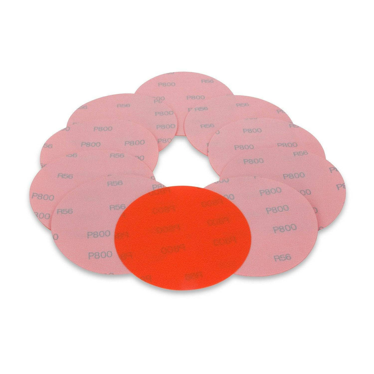 5 Inch Hook and Loop Orange Wet / Dry Auto Body Film Sanding Discs, 10 Pack - Red Label Abrasives