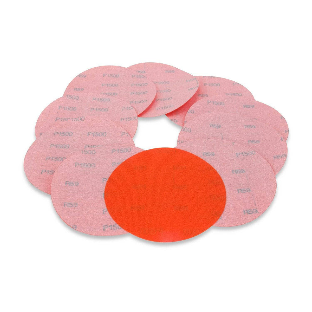 5 Inch Hook and Loop Orange Wet / Dry Auto Body Film Sanding Discs, 10 Pack - Red Label Abrasives