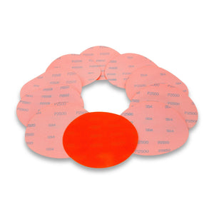 5 Inch Hook and Loop Orange Wet / Dry Auto Body Film Sanding Discs, 10 Pack - Red Label Abrasives
