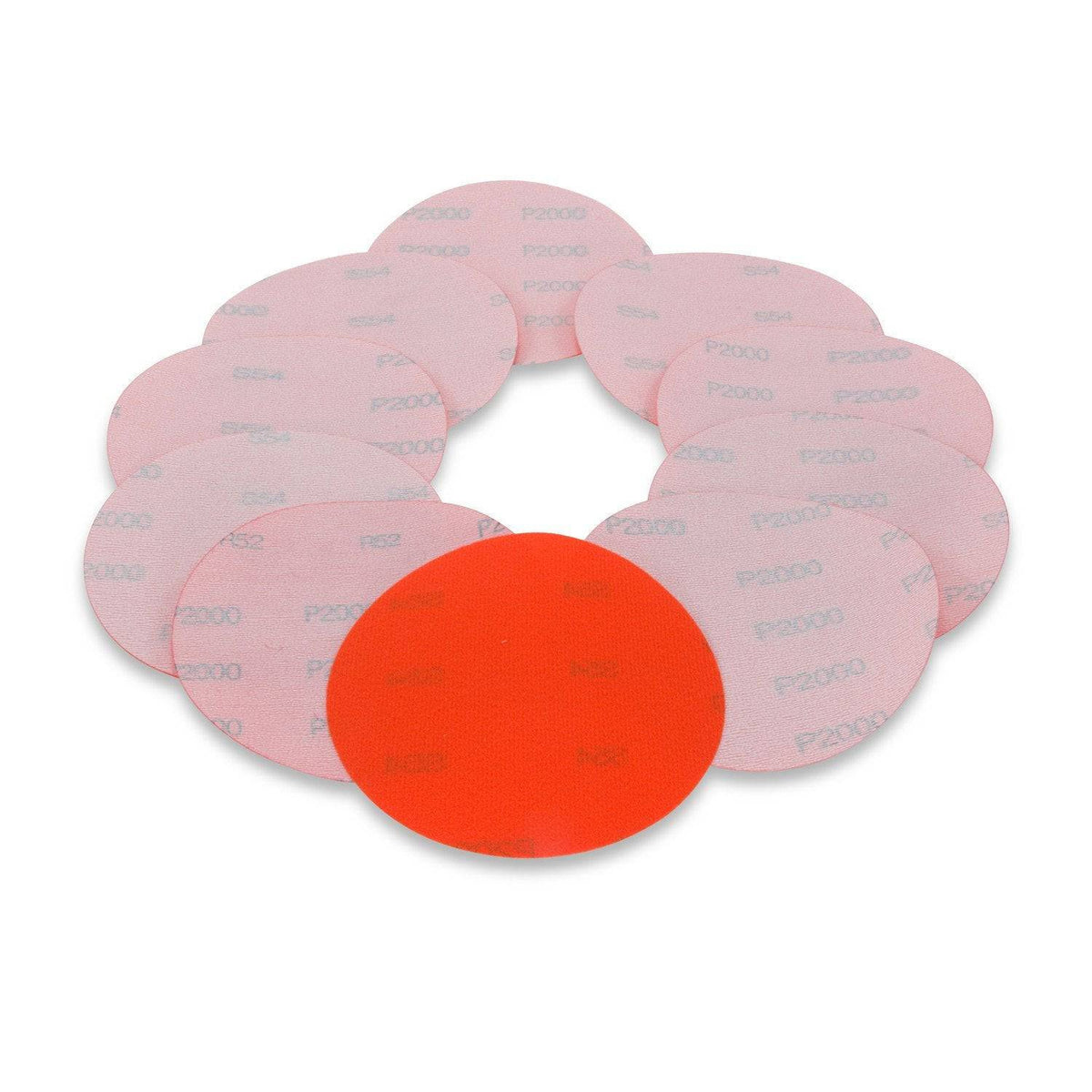 5 Inch Hook and Loop Orange Wet / Dry Auto Body Film Sanding Discs, 10 Pack - Red Label Abrasives