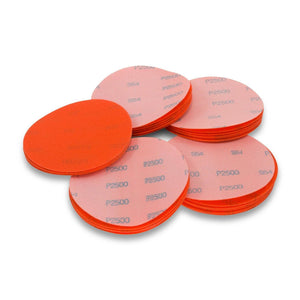 5 Inch Hook and Loop Orange Wet / Dry Auto Body Film Sanding Discs, 50 Pack - Red Label Abrasives