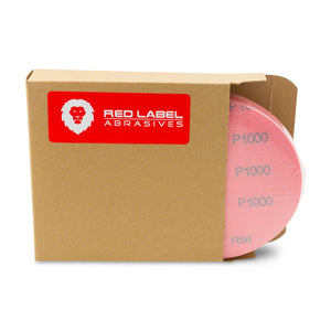 5 Inch Hook and Loop Orange Wet / Dry Auto Body Film Sanding Discs, 50 Pack - Red Label Abrasives