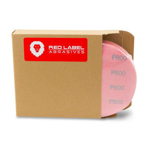 6 Inch Hook and Loop Orange Wet / Dry Auto Body Film Sanding Discs, 50 Pack - Red Label Abrasives