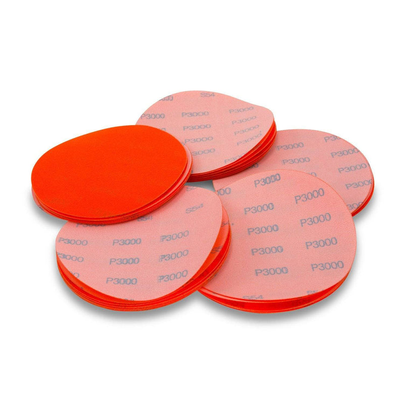 6 Inch Hook and Loop Orange Wet / Dry Auto Body Film Sanding Discs, 50 Pack - Red Label Abrasives