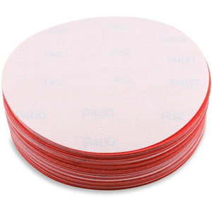 6 Inch Hook and Loop Orange Wet / Dry Auto Body Film Sanding Discs, 50 Pack - Red Label Abrasives