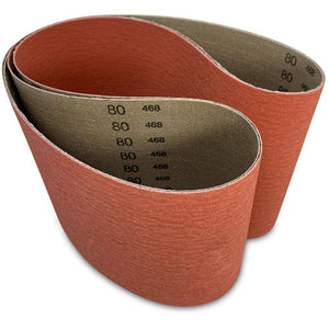 6 X 80 Inch EdgeCore Ceramic Sanding Belts, 2 Pack - Red Label Abrasives