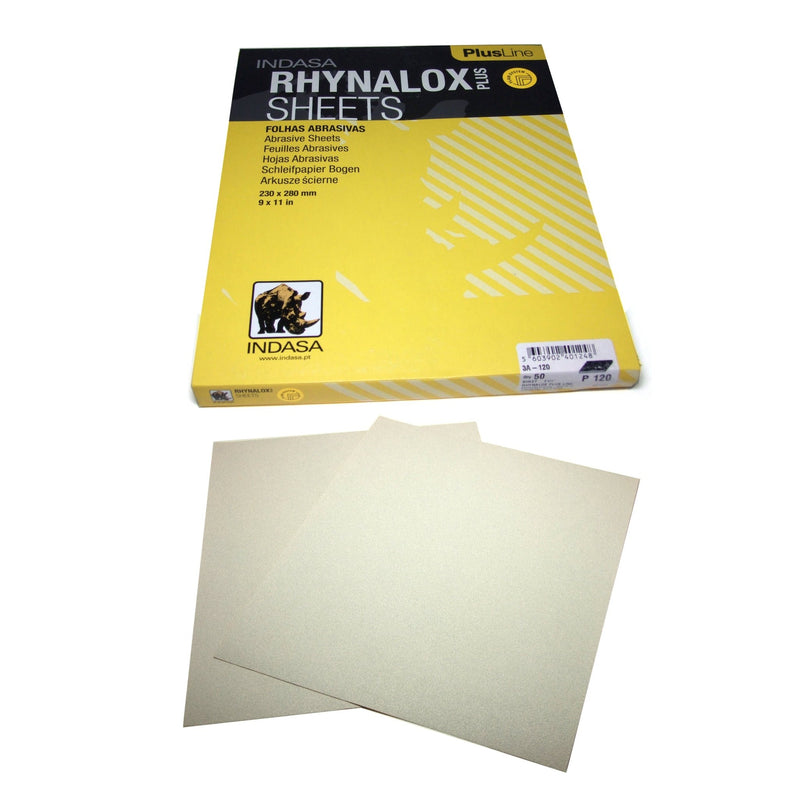 9 Inch x 11 Inch Rhynalox White Plus Sanding Sheets, 50 Pack - Red Label Abrasives