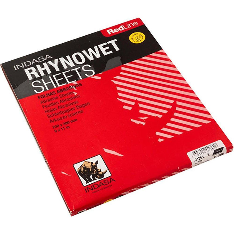 9 X 11 Inch Indasa RhynoWet Sandpaper Sheets, 50 Pack - Red Label Abrasives