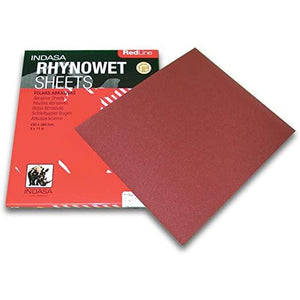 9 X 11 Inch Indasa RhynoWet Sandpaper Sheets, 50 Pack - Red Label Abrasives