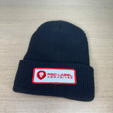 Gorro de punto tipo gofre negro con parche de Red Label