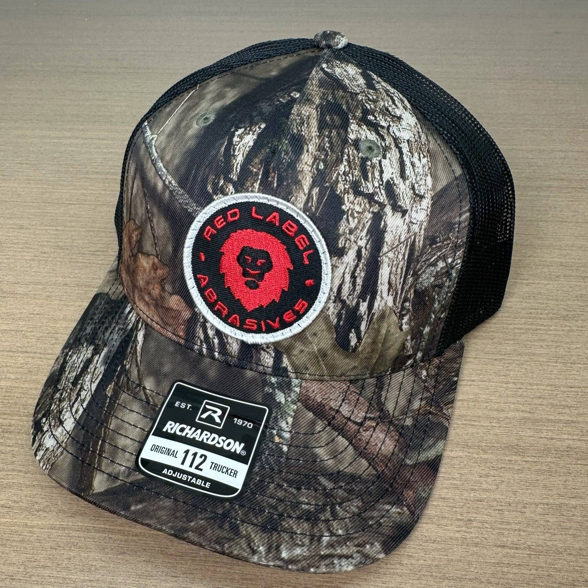 Red Label Round Logo Camo Trucker Hat - Red Label Abrasives