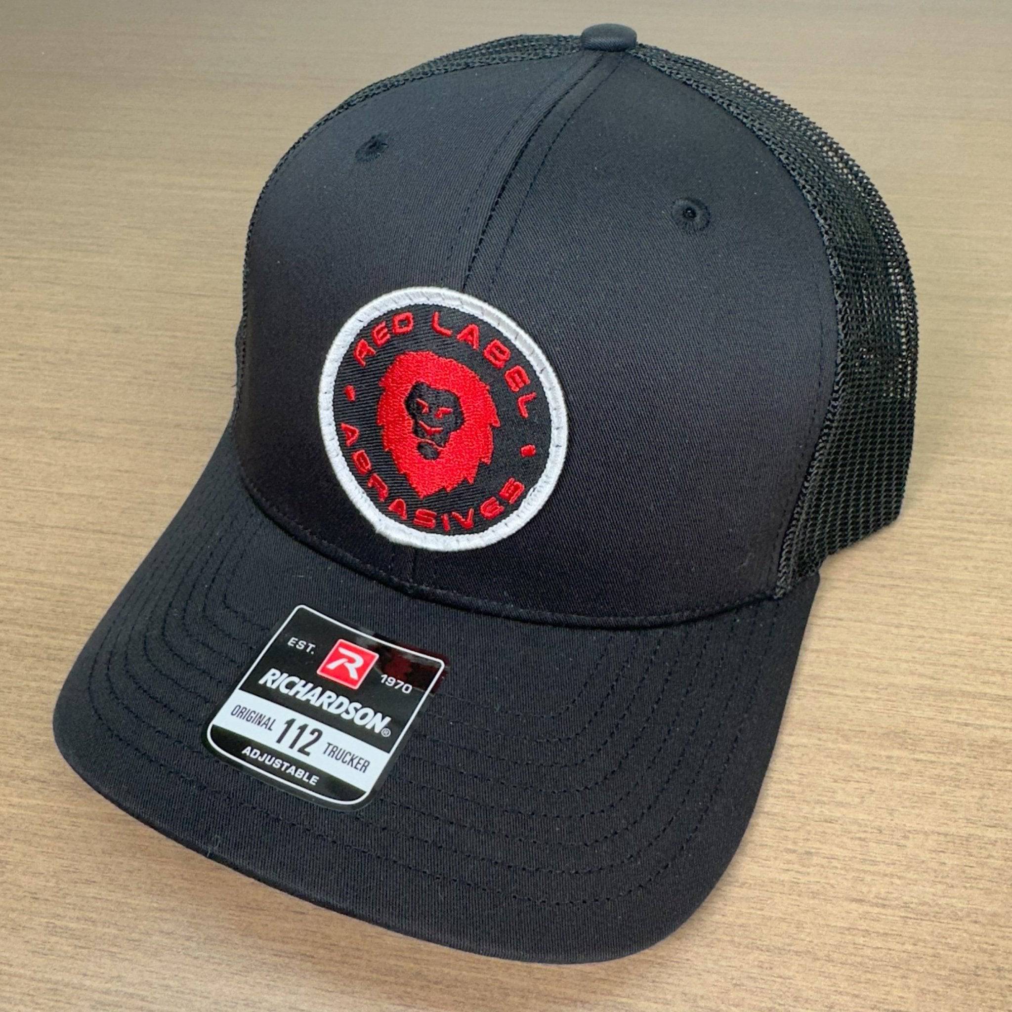 Label Rehat Red Label Round Patch Black Trucker Hat